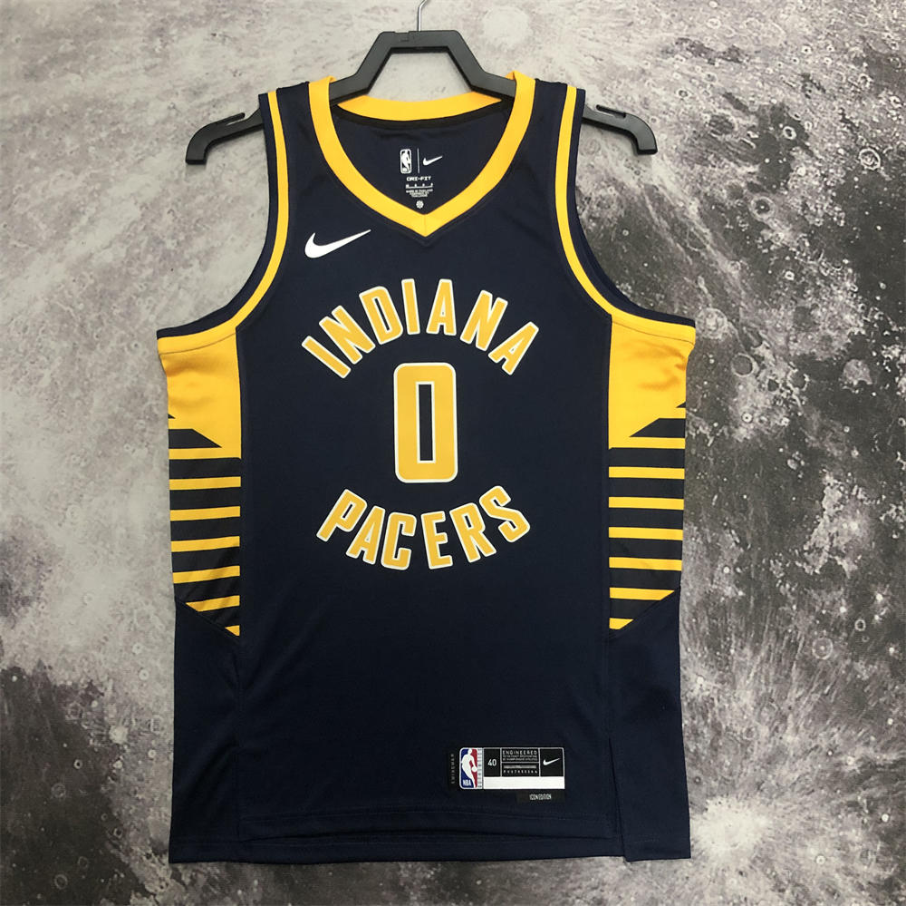 NBA Indiana Pacers V-Neck Black Jersey HALIBURTON#0 S-XXL