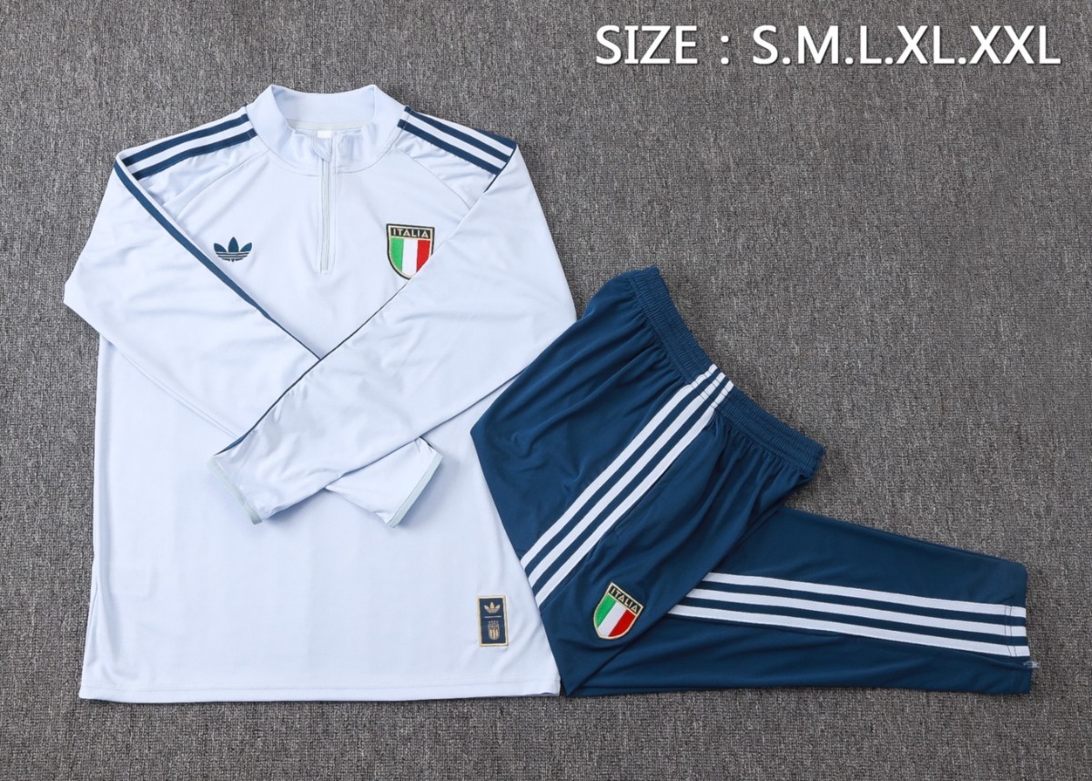 2026 Italy Light blue Long-sleeved half-pull training kit