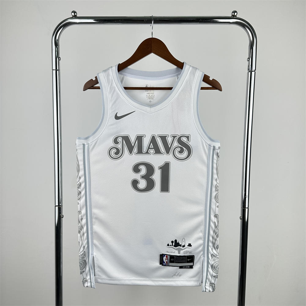 NBA Dallas Mavericks 24/25 City Edition V-Neck White Jersey THOMPSON#31 S-XXL