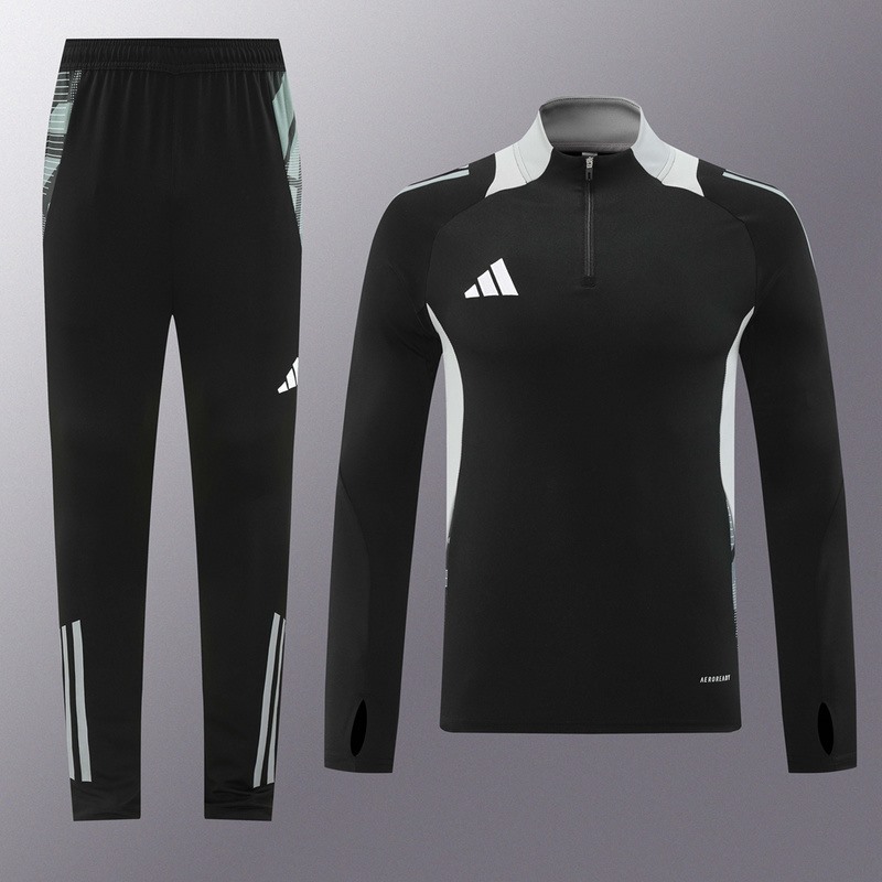 2024 Adidas Black Long-sleeved half-pull training kit Football team kit