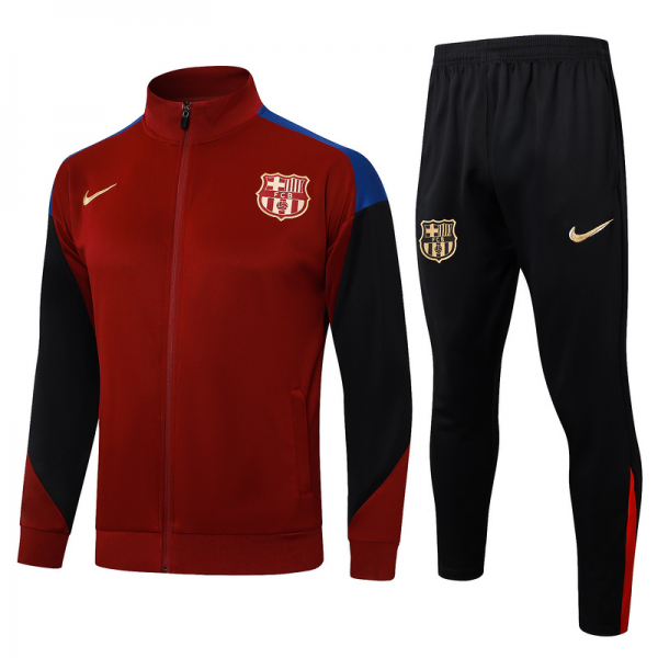 2024/25 Barcelona Red Jacket Training Suit Set Football Team Shirt Sports Fashion