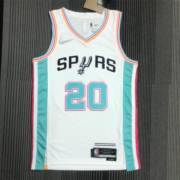 NBA San Antonio Spurs V-Neck White 75th Anniversary jersey GINOBILI#20 S-XXL