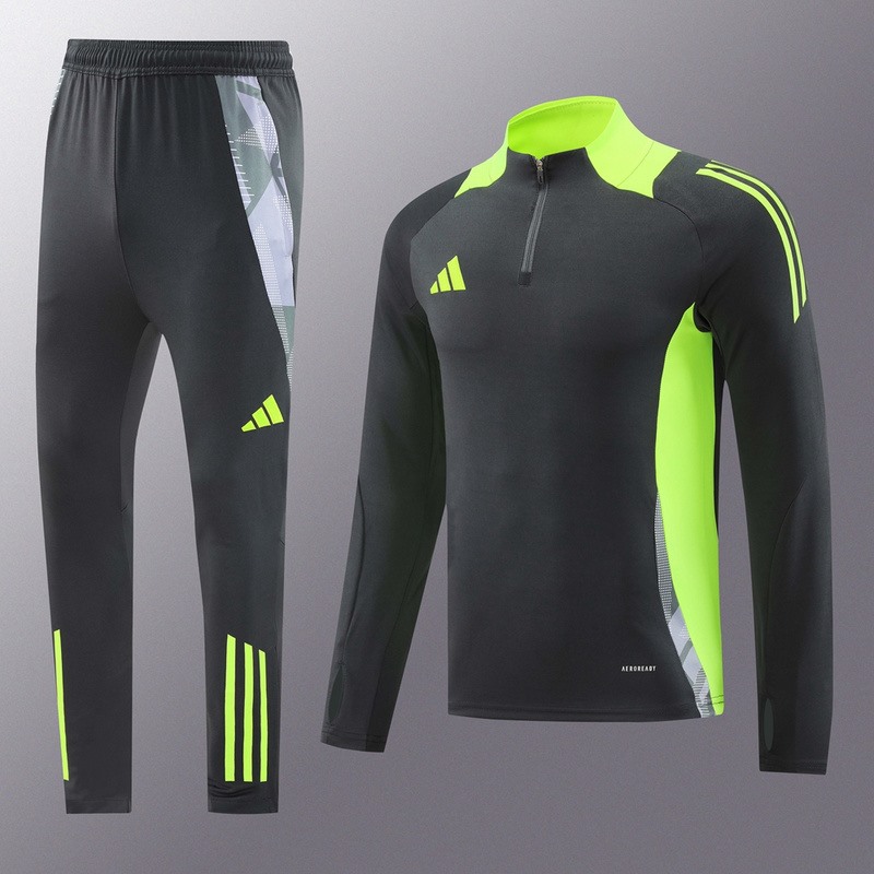 2024 Adidas dark grey Long-sleeved half-pull training kit Football team kit