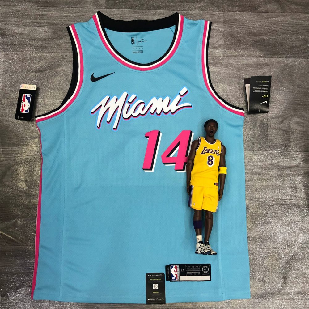 NBA Miami Hearts round neck Light Blue Jersey HERRO#14 S-XXL