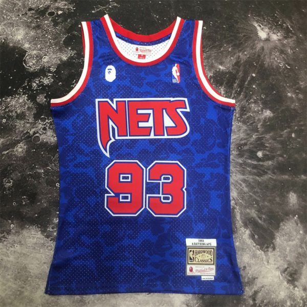 NBA Brooklyn Nets BAPE×M&N BAPE#93 Royal Hardwood Classics Swingman Jersey S-XXL