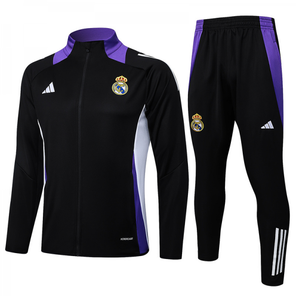 2024/25 Real Madrid Black Jacket Training Suit Set Football Team Shirt Sports Fashion