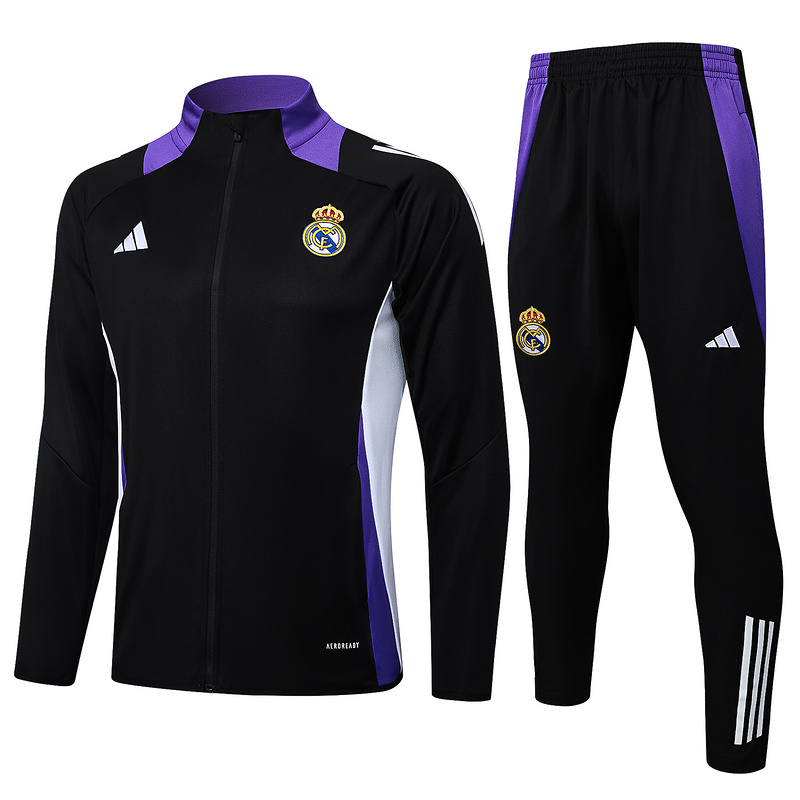 2024/25 Real Madrid Black Jacket Training Suit Set Football Team Shirt Sports Fashion
