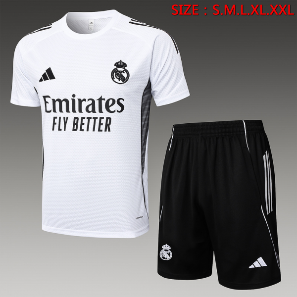 24/25 Real Madrid White Training Set Shirt and Shorts