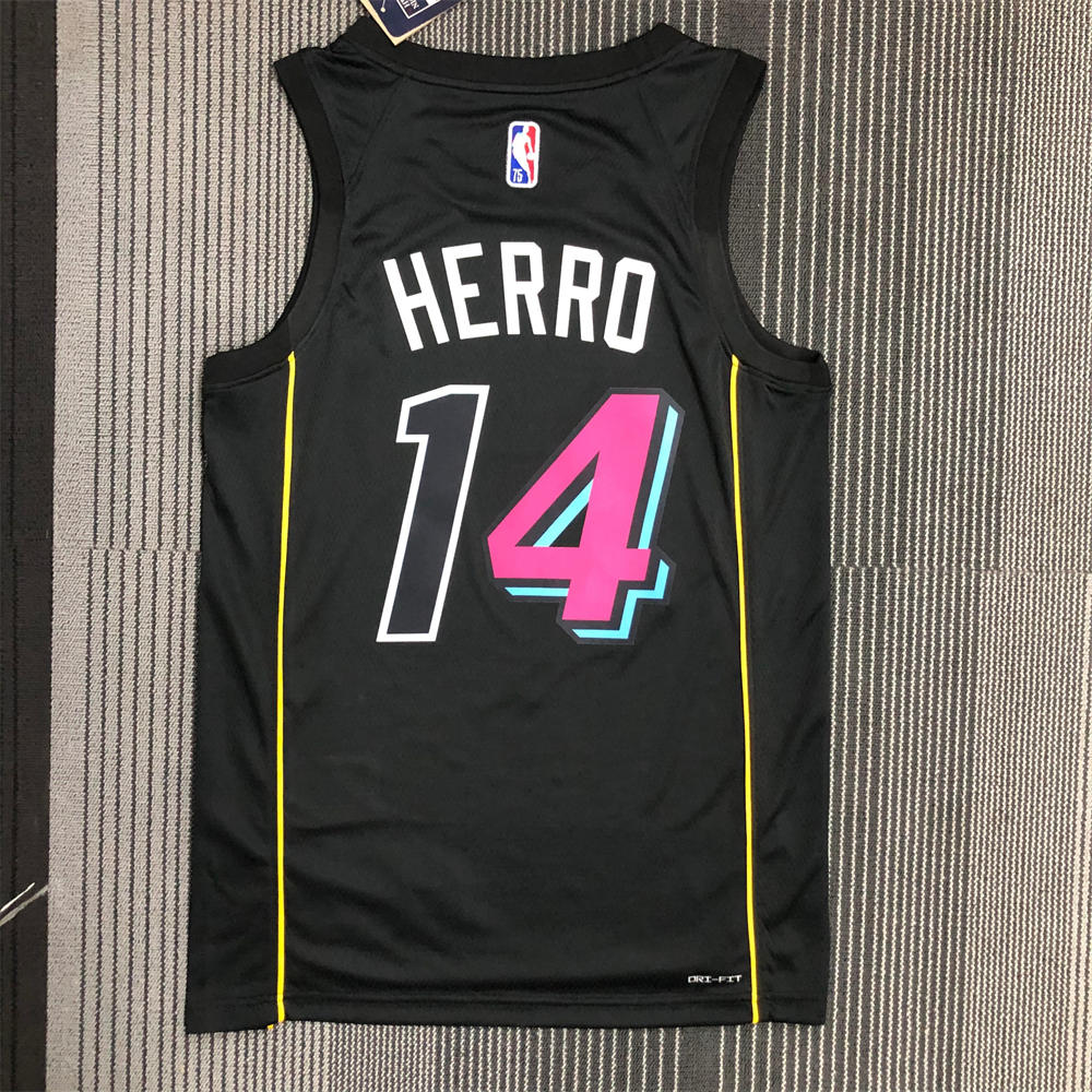 NBA Miami Hearts Round Neck Black 75th Anniversary Jersey HERRO#14 S-XXL