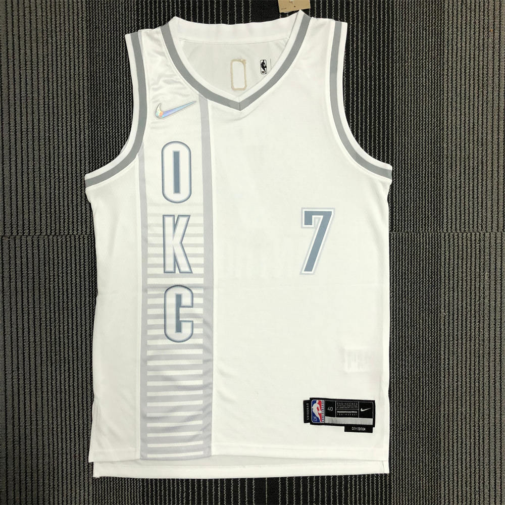 NBA Oklahoma City Thunder V-Neck White 75th Anniversary Jersey ANTHONY#7 S-XXL