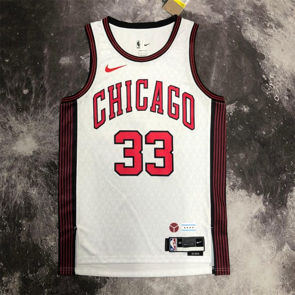 NBA Chicago Bulls Round Neck White Jersey PIPPEN#33 S-XXL
