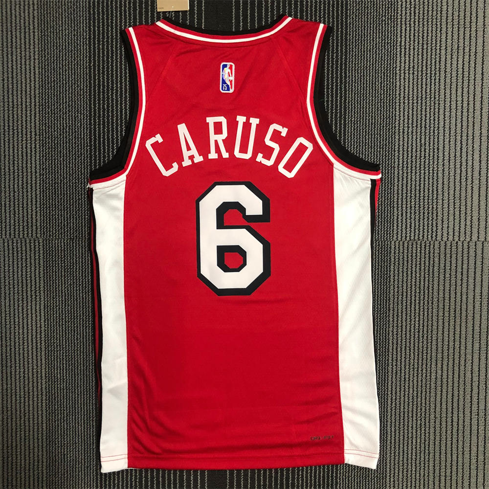NBA Chicago Bulls Round Neck Red 75th Anniversary Jersey CARUSO#6 S-XXL