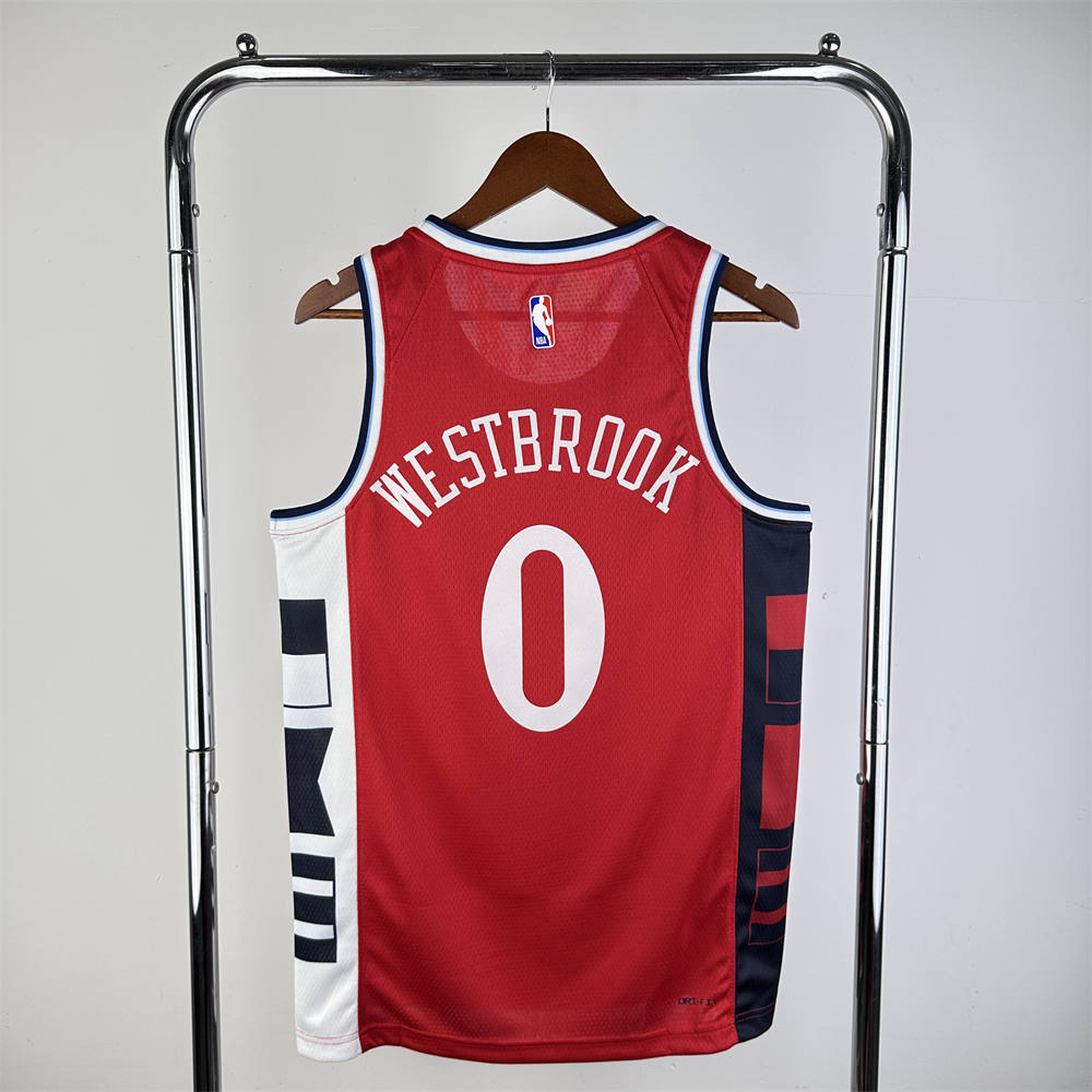 NBA Los Angeles Clippers 24/25 Round Neck JORDAN Edition Red Jersey WESTBROOK#0 S-XXL