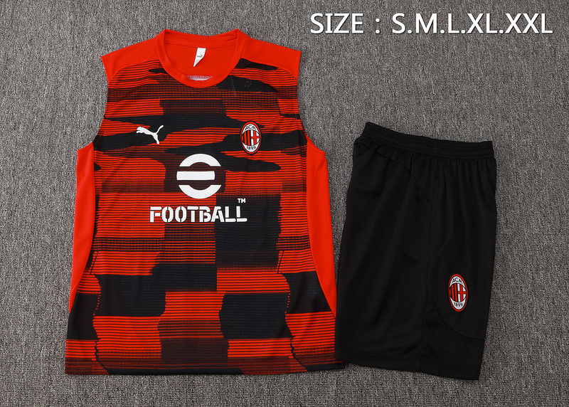 24/25 AC Milan Red Black Training Set Shirt and Shorts