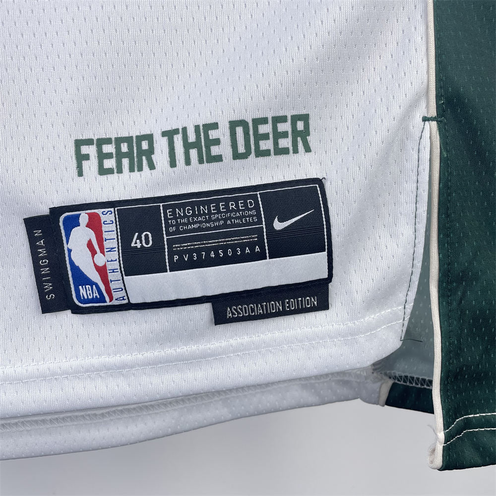NBA Milwaukee Bucks V-Neck 2023 White jersey LILLARD#0 S-XXL
