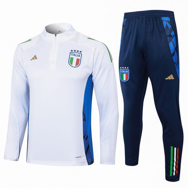 2024 Italy White Long-sleeved half-pull training kit Football team kit