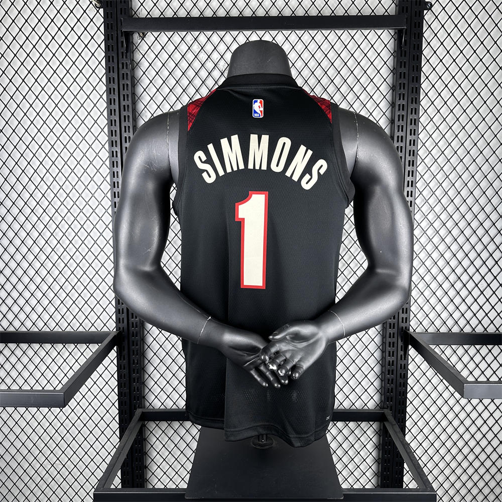 NBA Portland Trail Blazers 2024 Round Neck Black Jersey SIMMONS#1 S-XXL