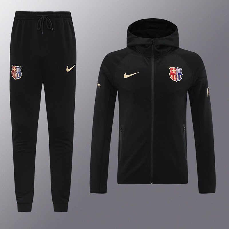 2024 Barcelona Black Hoodie Jacket Kit Set Football Team Shirt Sports Fashion