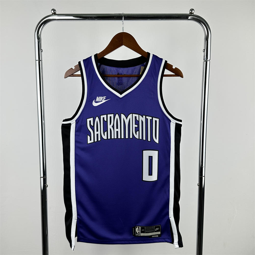 NBA Scaramento Kings 24/25 V-Neck Retro Blue jersey MONK#0 S-XXL
