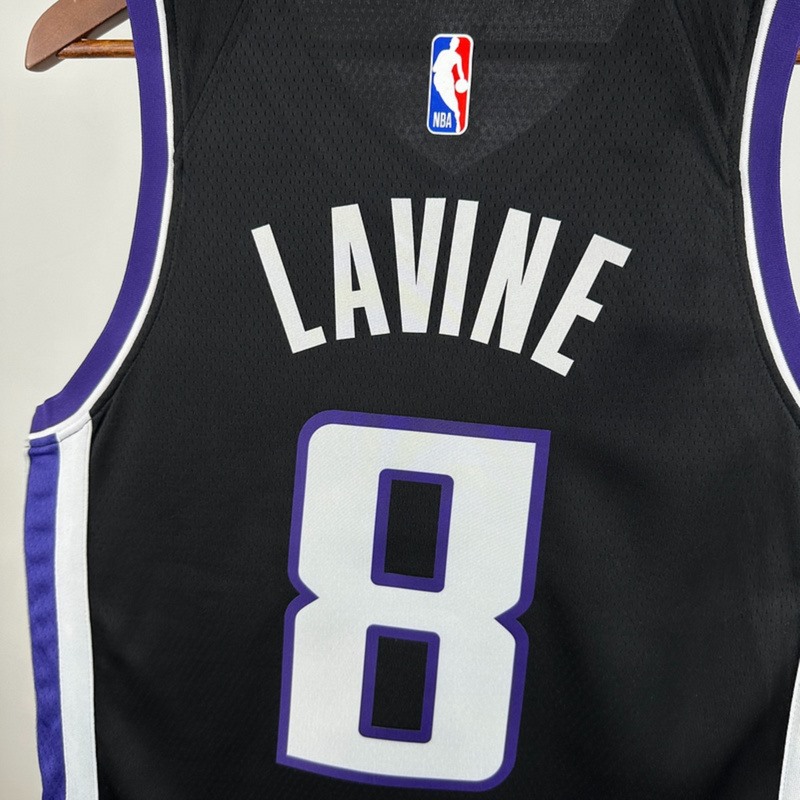 NBA Scaramento Kings 2024 V-Neck Black jersey LAVINE#8 S-XXL