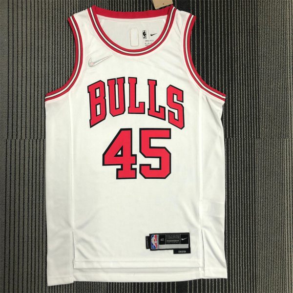 NBA Chicago Bulls Round Neck White 75th anniversaryJersey JORDAN#45 S-XXL