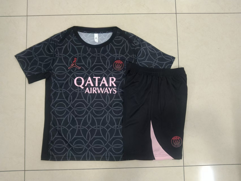 24/25 Paris Black Training Set Shirt and Shorts