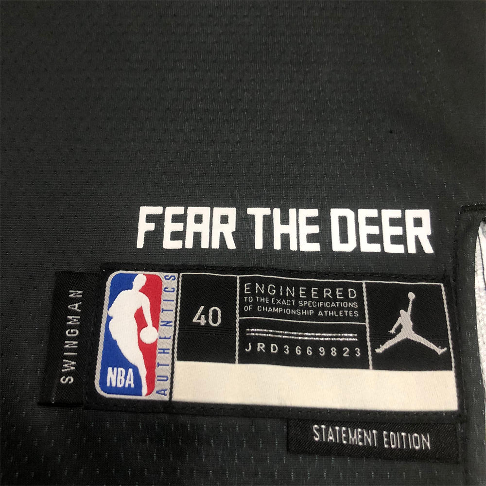 NBA Milwaukee Bucks V-Neck JORDAN Edition Black jersey ANTETOKOUNMPO#34 S-XXL