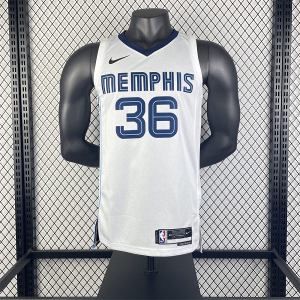 NBA Memphis Grizzies 2023 Round Neck White Jersey SMART#36 S-XXL