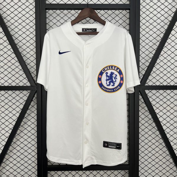 2025/26 Chelsea US Pack Full-Button Baseball White jersey Fan version