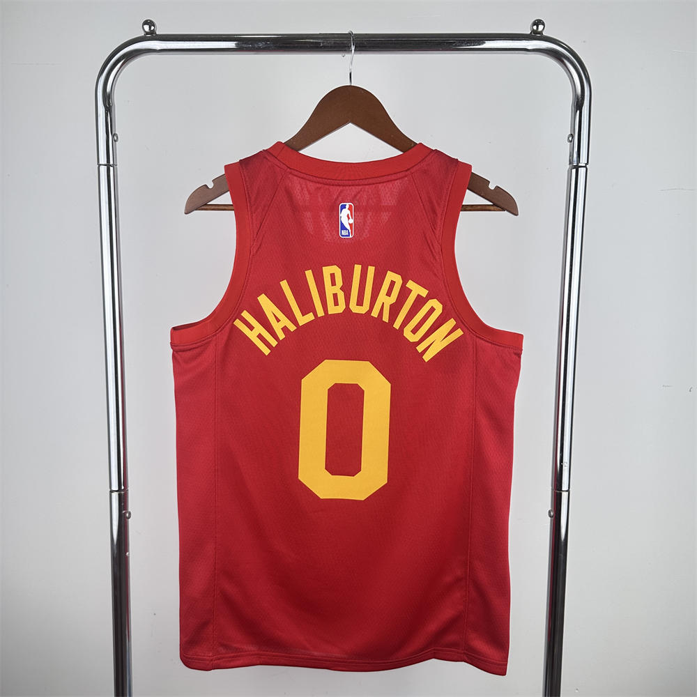 NBA Indiana Pacers 2019 Round Neck Retro Red Jersey HALIBURTON#0 S-XXL