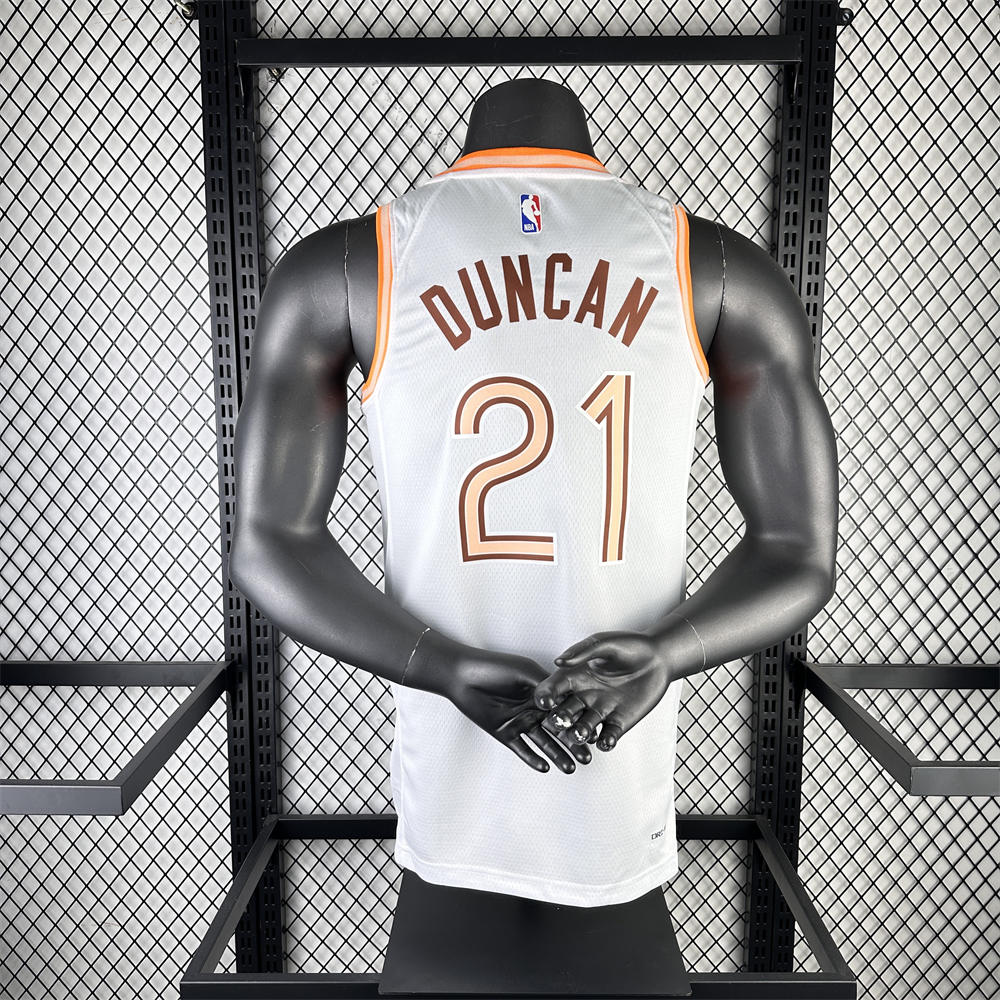NBA San Antonio Spurs DUNCAN#21 2024 White City Edition Swingman Jersey S-XXL