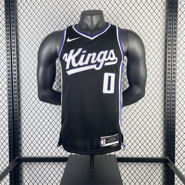NBA Scaramento Kings 2024 V-Neck Black jersey MONK#0 S-XXL