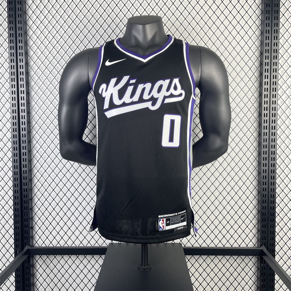 NBA Scaramento Kings 2024 V-Neck Black jersey MONK#0 S-XXL