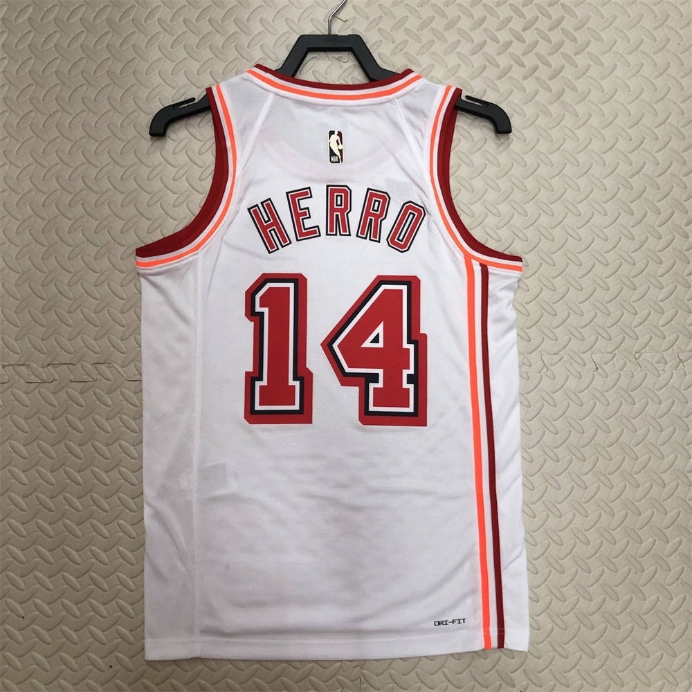 NBA Miami Hearts V-Neck White Jersey HERRO#14 S-XXL