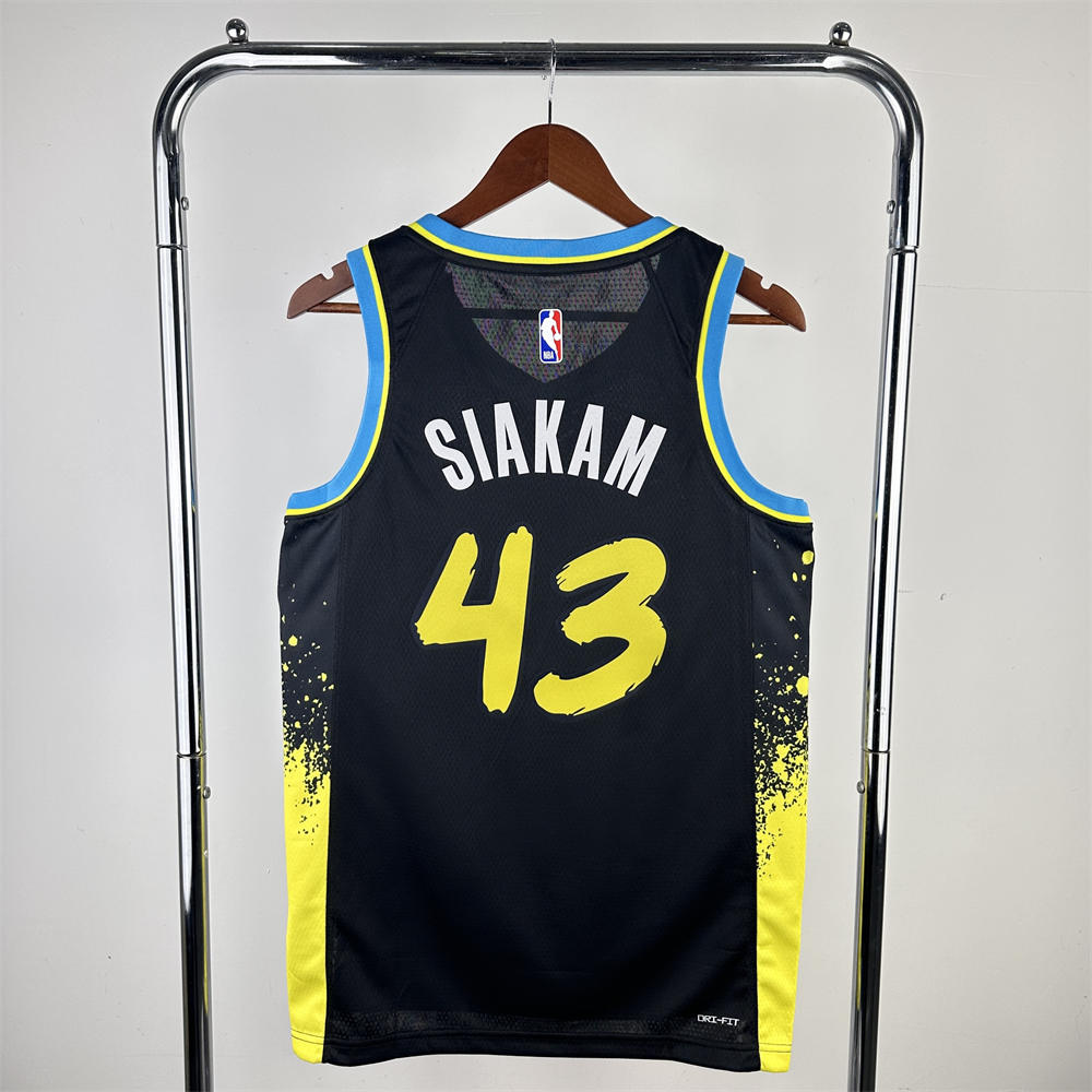 NBA Indiana Pacers 2024 City Edition V-Neck Black Jersey SIAKAM#43 S-XXL