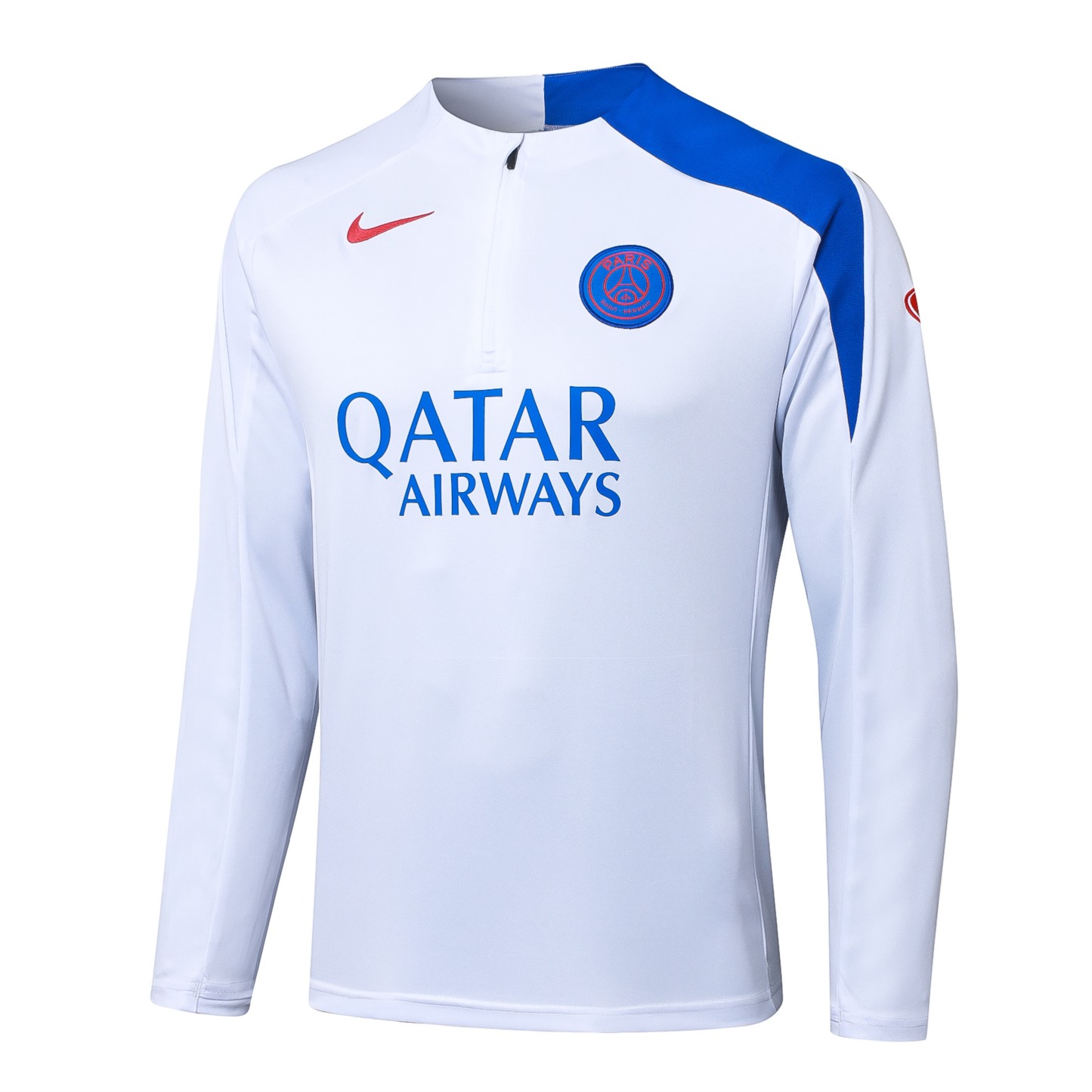 202526 PSG White Long-sleeved half-pull training kit Football team kit