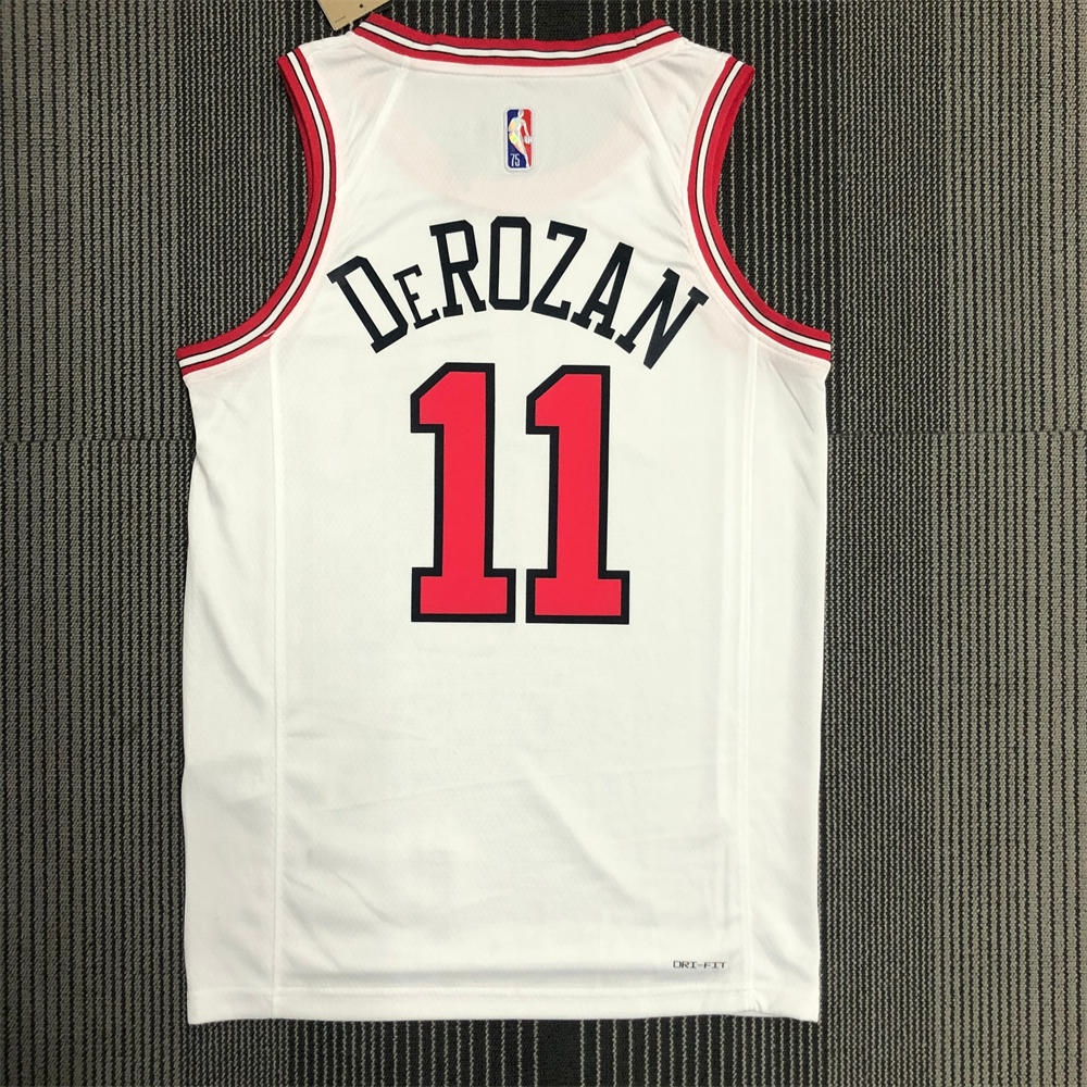 NBA Chicago Bulls Round Neck White 75th anniversaryJersey DeROZAN#11 S-XXL