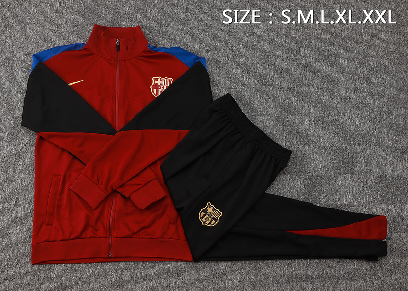 2024/25 Barcelona Red Jacket Training Suit Set Football Team Shirt Sports Fashion