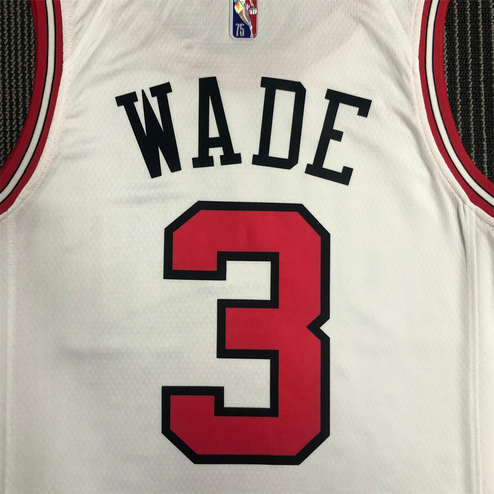 NBA Chicago Bulls Round Neck White 75th anniversaryJersey WADE#3 S-XXL