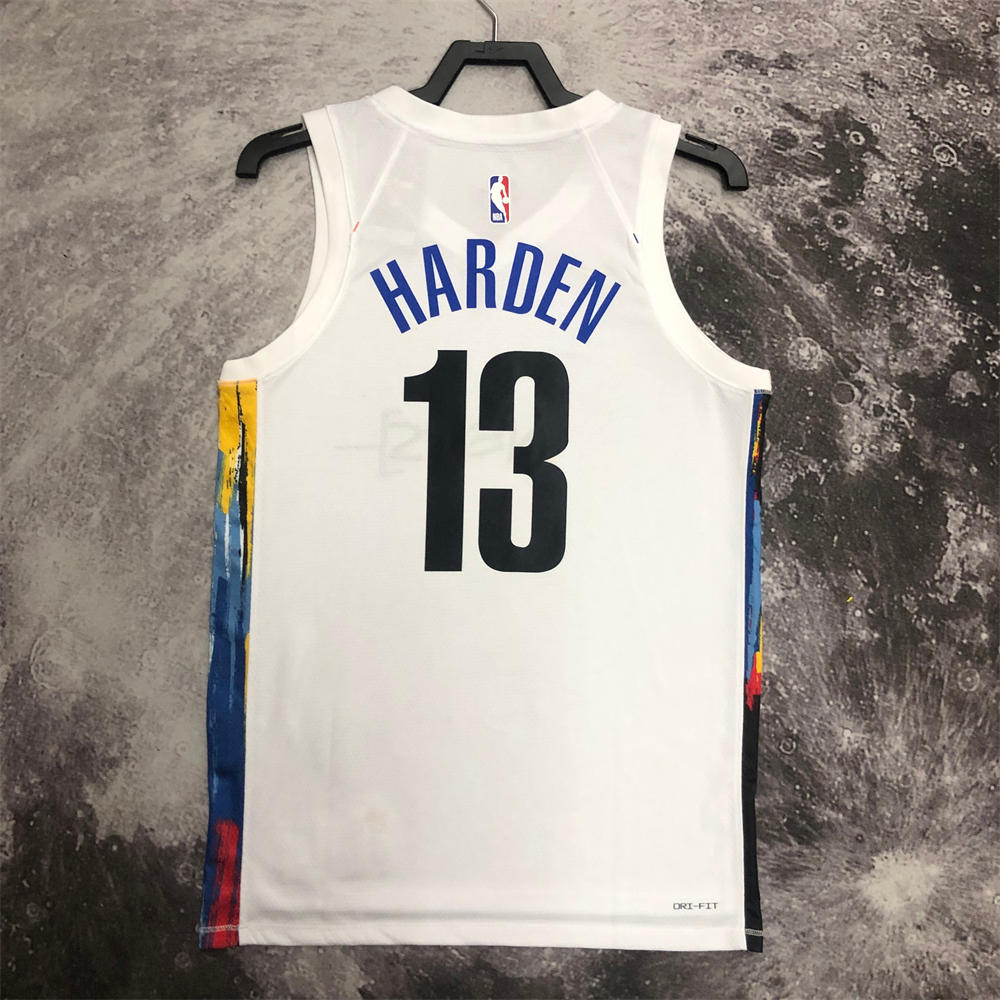 NBA Brooklyn Nets V-Neck White Jersey HARDEN#13 S-XXL