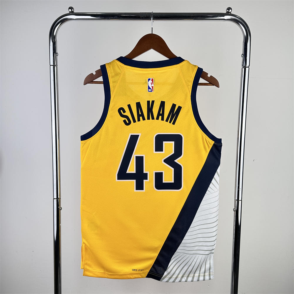 NBA Indiana Pacers 2024 JORDAN Edition V-Neck Yellow Jersey SIAKAM#43 S-XXL
