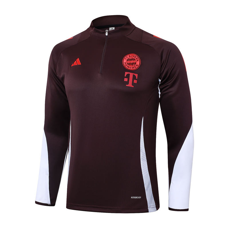 24/25 Bayern Munich Red-brown Long-sleeved half-pull training kit Football team kit