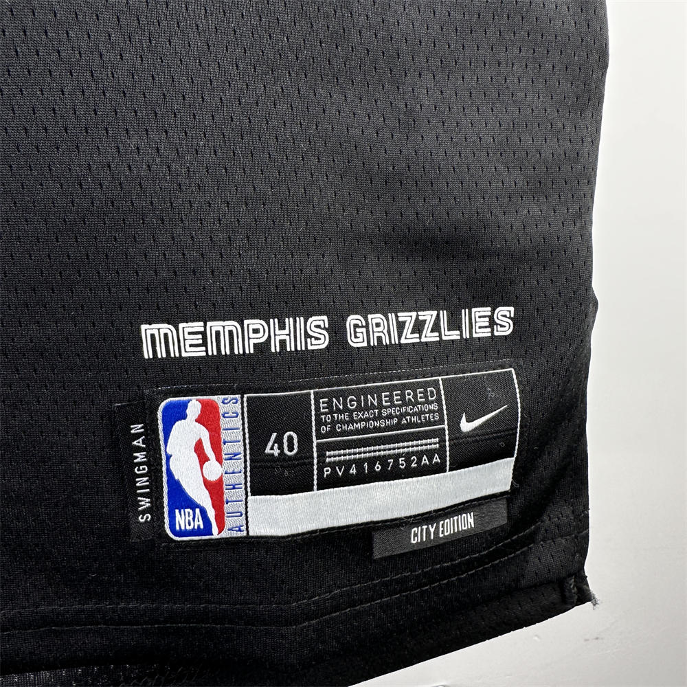NBA Memphis Grizzies 2024 City Edition V-Neck Black Jersey MORANT#12 S-XXL