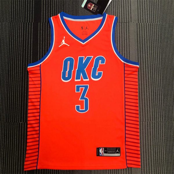 NBA Oklahoma City Thunder V-Neck Orange Jersey PAUL#3 S-XXL