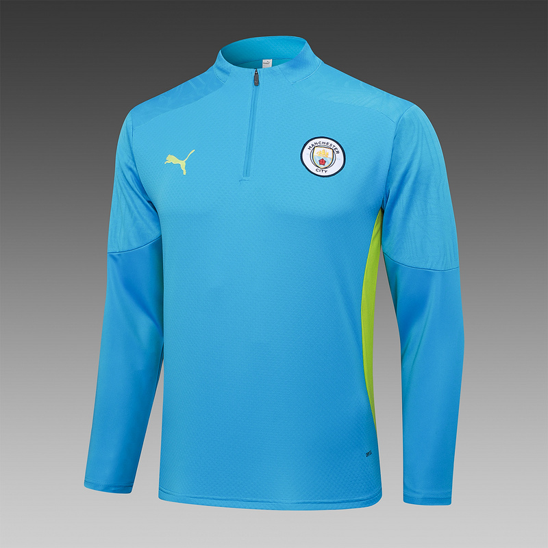 202526 Manchester City Blue Long-sleeved half-pull training kit Football team kit