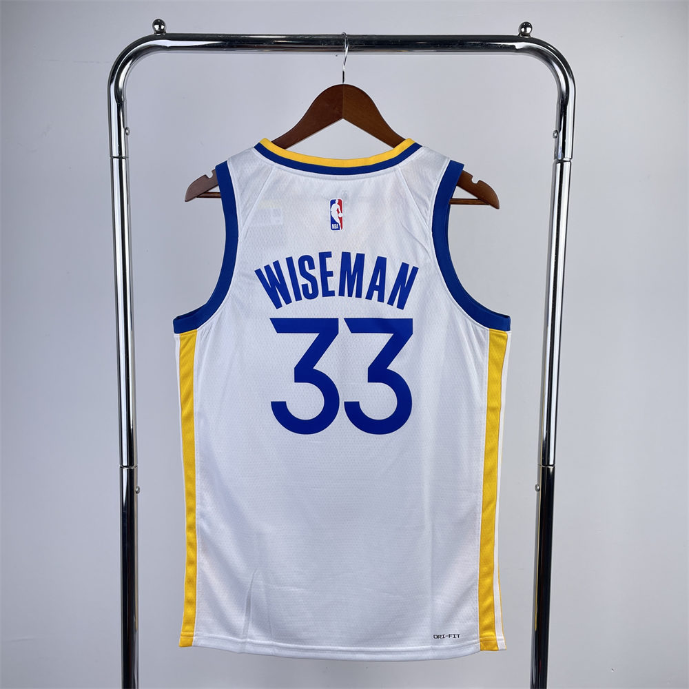 NBA Golden State Warriors 2023 V-Neck White Jersey WISEMAN#33 S-XXL