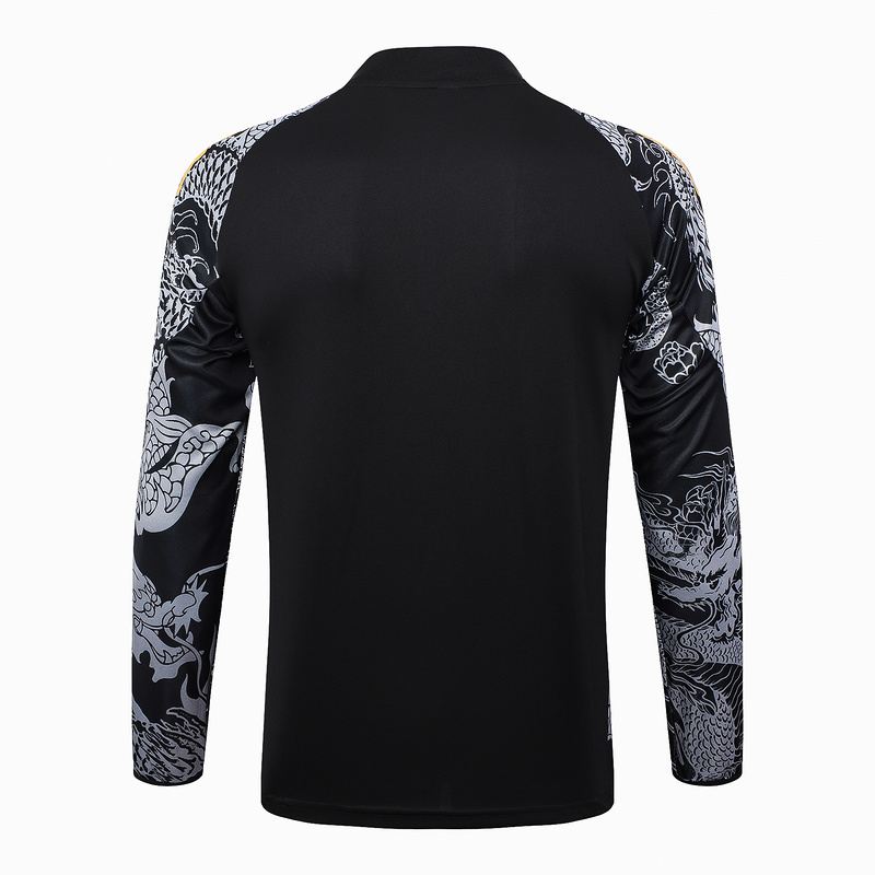 24/25 Real Madrid Black Long-sleeved half-pull training kit Football team kit