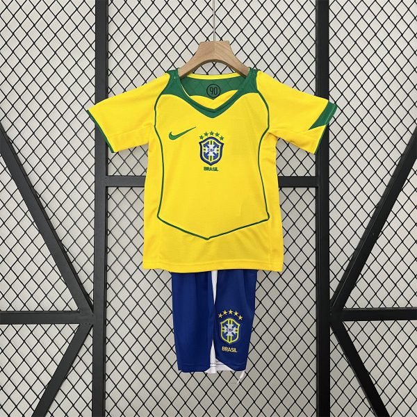 Retro 2004 Brazil home jersey Kid Kits Size 16-28