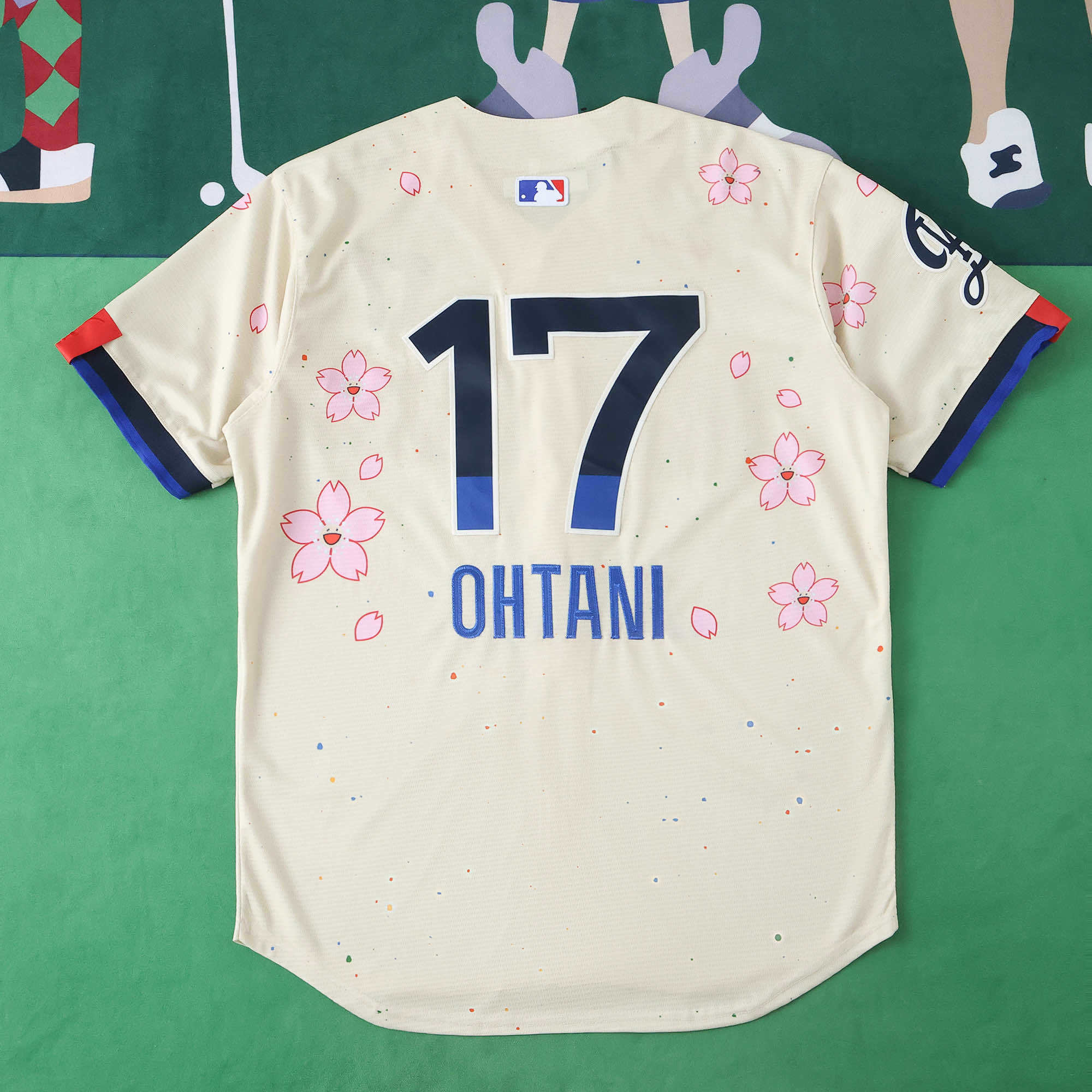 MLB LosAngeles Dodgers Beige Jersey Flower Edition OHTANI #17