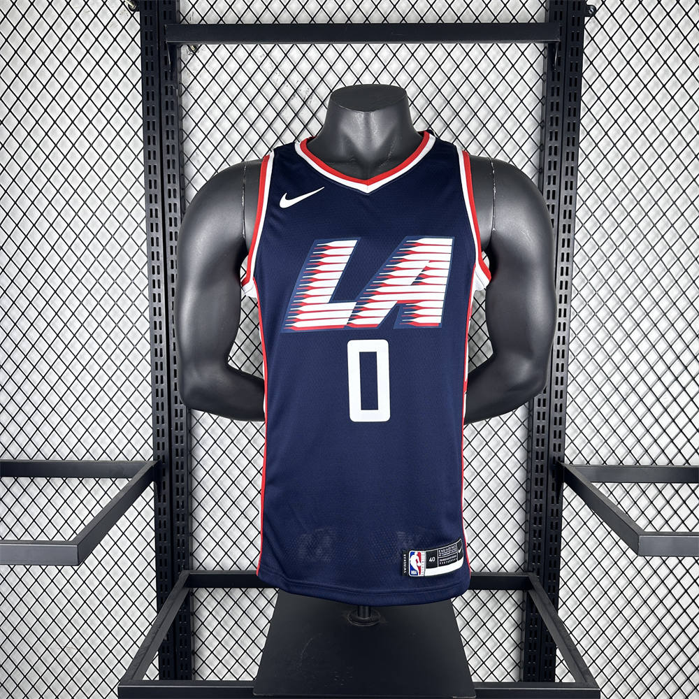 NBA Los Angeles Clippers 2019 City Edition Round Neck dark blue Jersey WESTBROOK#0 S-XXL